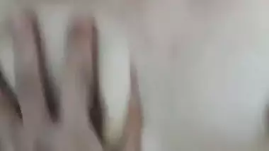 Brown haired cam girl boob pressing and pussy fingering