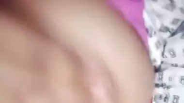Cute girlfriend selfie boobs show to boyfriend