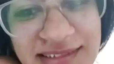 Short hair college girl stripping bra and showing boobs