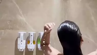 Sexy big boob girl shoots her nude MMS taking a shower